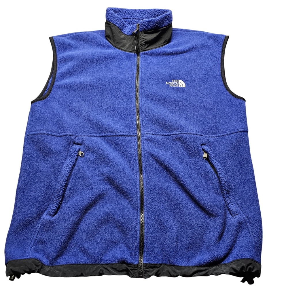 The North Face Denali Fleece Vest Mens Large Royal Blue Full Zip Hiking Retro